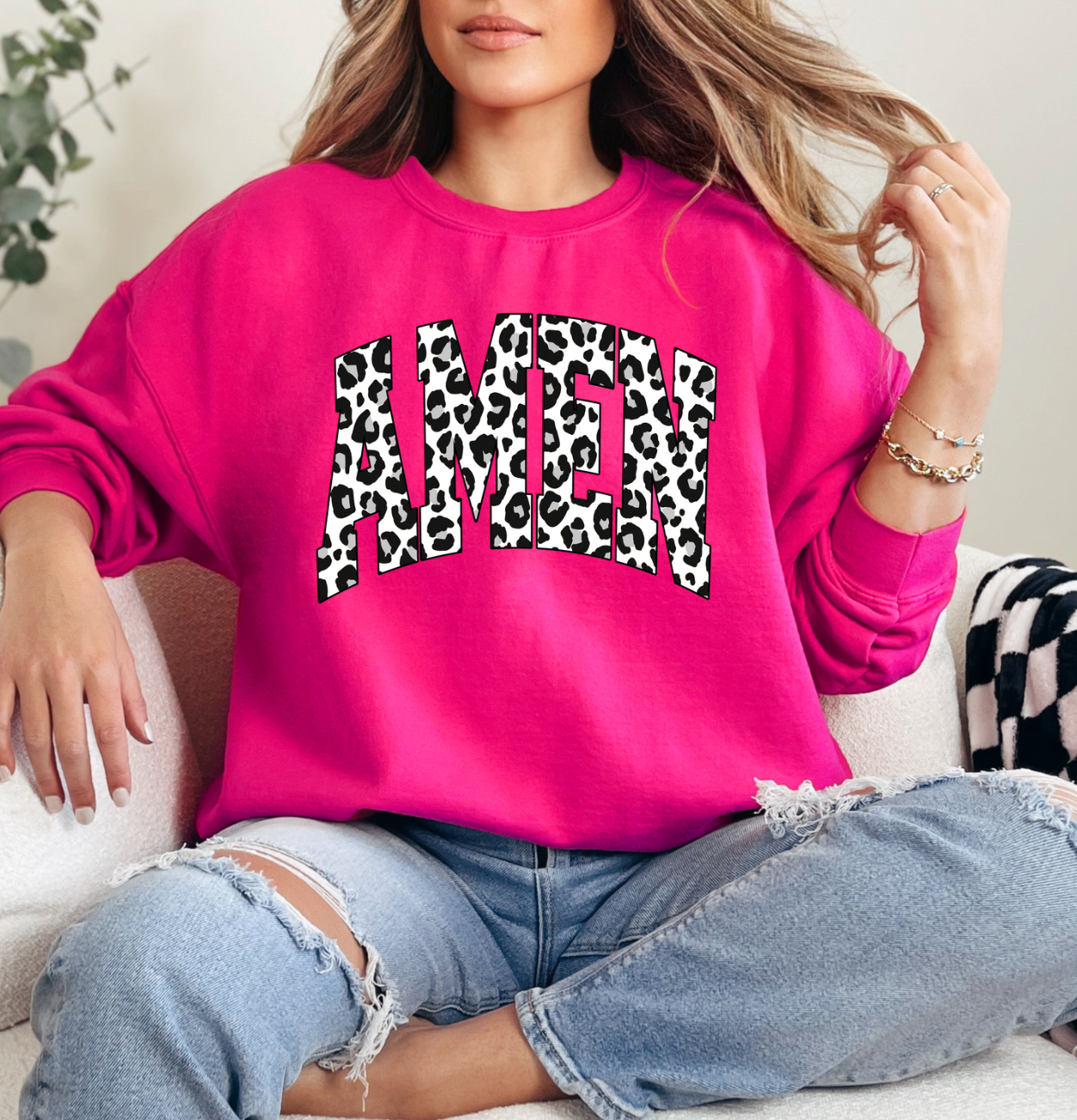 Amen White Leopard Sweatshirt